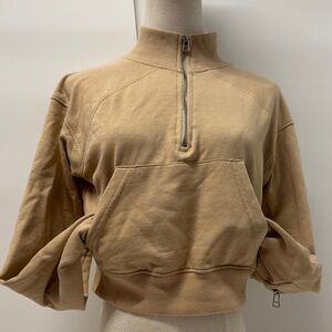 Missguided Tan Ribbed Cropped Pullover size US 4 17.25” pit-to-pit $43 MSRP
